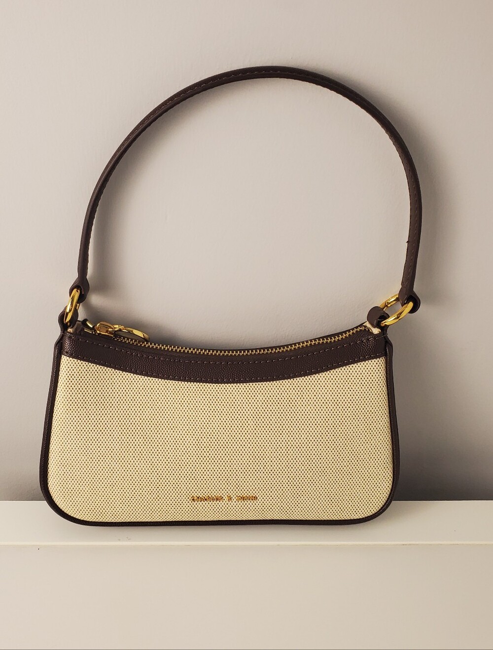 Charles & Keith Alcott Canvas Bag Dark Brown